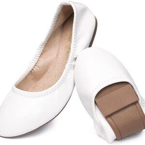 Women's Foldable Ballet Flats Shoes PU Rubber Slip On Casual Travel